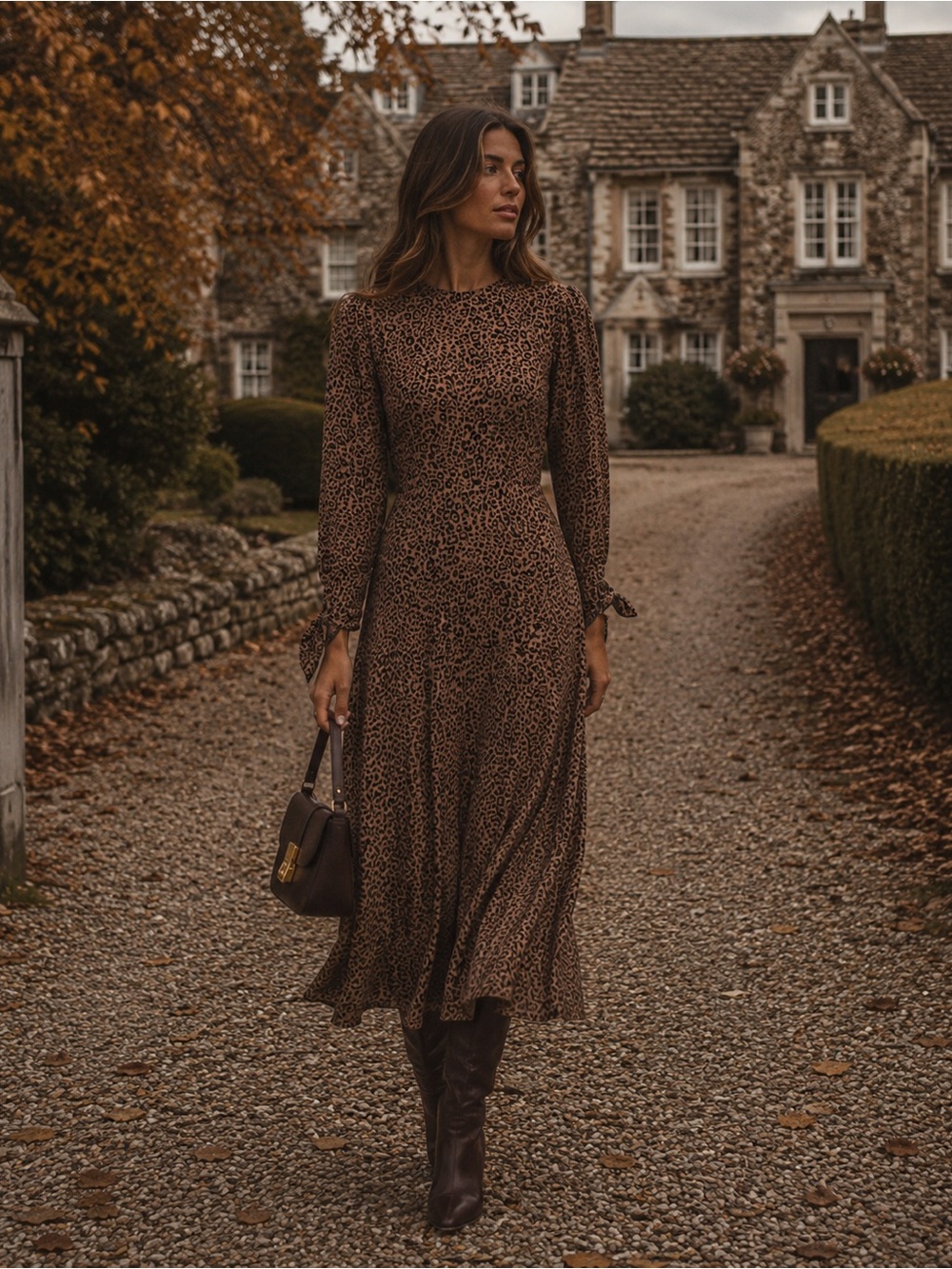 Reformation Animal Print Long Sleeve Maxi Dress XS